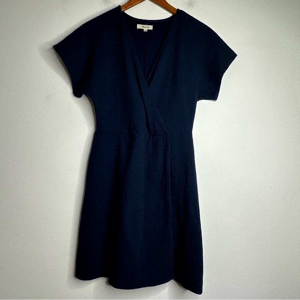 Madewell Women’s Cross-Front Flutter Sleeve Mini Dress Size Small - Picture 2 of 12